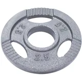 GORILLA SPORTS® Olympia Hantelscheiben - 1,25kg, 2,5kg, 5kg, 10kg, 15kg bis 20kg Gewichte, 50mm Bohrung, Tri-Grip, aus Gusseisen, Silber - Gewichtsscheiben, Olympiascheiben