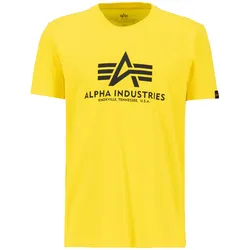 T-Shirt ALPHA INDUSTRIES "Alpha Industries Men - T-Shirts Basic T-Shirt", Herren, Gr. L, gelb (empire gelb), Obermaterial: 100% Baumwolle, Kurzarm, Shirts