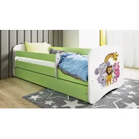 Sellbee Kinderbett Jugendbett 70x140 cm Grün mit Matratze Rausfallschutz