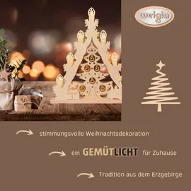 Weigla LED Lichterspitze/Schwibbogen"Weihnachtsbaum mit goldenen Kugeln" 7 flammig Erzgebirge garantiert