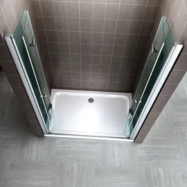 iflair i-flair Duschfalttüren, Duschabtrennung aus 6 mm durchsichtigem Sicherheitsglas mit Nanobeschichtung