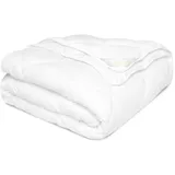 Beautissu Microfaserbettdecke 2er Set 4-Jahreszeiten Bettdecke 135x200 500/800g, 4 Jahreszeitendecke, leicht, atmungsaktiv, Karosteppung weiß