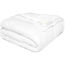 Beautissu Microfaserbettdecke 2er Set 4-Jahreszeiten Bettdecke 135x200 500/800g, 4 Jahreszeitendecke, leicht, atmungsaktiv, Karosteppung weiß