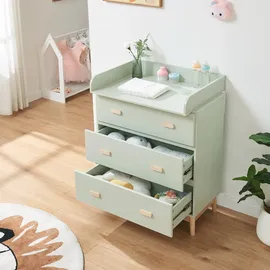 [en.casa] Wickelkommode Sarievn mit Wickelauflage 100x80x53 cm Mintgrün