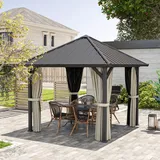 Pavillon mit Hardtop, ca. 3x3 m Wasserdicht Stabil Winterfest Gartenpavillon