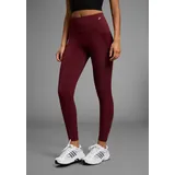 fayn sports Funktionshose "Push-up Lauf-Tights", Damen, Gr. 44, N-Gr, bordeaux, Interlock, Obermaterial: 77% Polyester, 23% Elasthan, unifarben, schmal 7/8-Länge, Hosen Funktionshose, mit Taschen