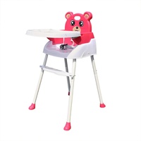 Kinder hochstuhl Baby, 4 in1 Kinderhochstuhl Baby Essstuhl Sitzerhöhung Treppenhochstuhl Klappbar mit Tablett Höhenverstellbar (Pink)