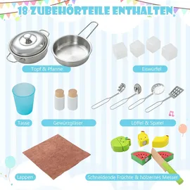 Costway Spiel-Küche Kinderküche mit 18 Zubehör (310700)