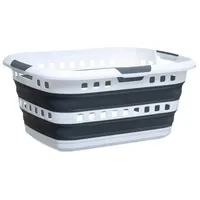 5five simply smart – Faltbarer Wäschekorb 45l Hugger Grau und Weiß – 5five