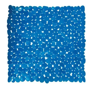 MSV Duschmatte KIESELSTEIN, mit Saugnäpfen, rutschfest, pflegeleicht, PVC, Dusch- und Wanneneinlage, PVC, attraktive Kieselstein-Optik, in vielen bunten Farben erhältlich blau 54 cm x 54 cm