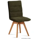 58 aufm Kessel Esszimmerstuhl Küchenstuhl drehbar (2er-Set) Dorle 47x92x60 Eiche geölt/Espresso (Lieferung bis Verwendungsstelle, 6 St), Stabiles Gestell aus Massivholz pflegeleichter Bezug aus Microfaser grün