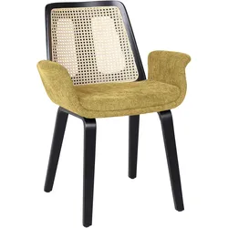 4er-Set Romy | Bistro Stuhl | Honig Braun | Stoff/Textil | Rattan Eiche