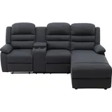 vente-unique Ecksofa mit Relaxfunktion aus anthrazitfarbenem Stoff MACEDONIA