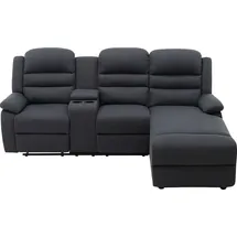 vente-unique Ecksofa mit Relaxfunktion aus anthrazitfarbenem Stoff MACEDONIA