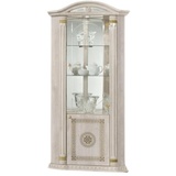 JVmoebel Eckvitrine (1-St) Eckvitrine Anrichte Vitrinen Luxus Glas Schranke Eck Holz Design beige