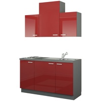 Küchenzeile mit Elektrogeräten  Aue , rot , Maße (cm): B: 150
