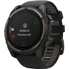 Garmin fenix 8 Solar 51 mm Graphit/Titan Carbongrau Silikon-Armband 26 mm