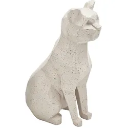 KATZE Skulptur - Deko Figur Geometrisch Origami Design - Cremeweiß Polyresin 10x13x20cm