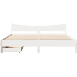 vidaXL Massivholzbett mit Schubladen Weiß 180x200 cm Kiefer