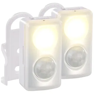 PEARL Nachtlicht mit Batterie: 2er-Set LED-Nachtlicht, Bewegungs-/Dämmerungs-Sensor, Batteriebetrieb (LED Bewegungsmelder, Batterie Wand, Lampen mit Bewegungssensor)