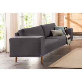 Home Affaire 3-Sitzer HOME AFFAIRE "Lasse", grau (anthrazit), B:239cm H:84cm T:89cm, Struktur fein( 100% Polyester);Filzoptik (100% Polyester);Luxus-Microfaser (100% Polyester), Sofas, im scandinavischem Stil mit Holzfüßen