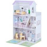 Teamson Kids Olivias Little World Giant Doll House mit 16 Puppenzubehör, Holzpuppenhaus mit Möbeln, 3 -stöckig, Kinderpuppenhaus für 12 Zoll/30 cm Puppen, Alter 3 Jahre+