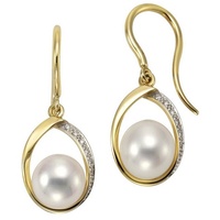 Orolino »585 Gold Perlen weiß 7,5-8mm + 14x Brillant 0,04ct.«, 70597259-0 gelb = weiß) 0,04 ct SI = kleine Einschlüsse,