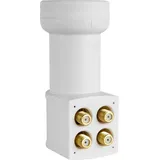 Megasat HD-Profi Quattro-LNB Feedaufnahme: 40mm vergoldete Anschlüsse, Wetterschutz Weiß