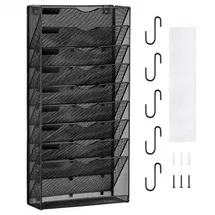 Vevor Wand Zeitungshalter Wandaktenhalter mit 10 Fächern, Aufbewahrungsordner für Zeitschriften Post Papier Dokumente, Wand Magazinhalter Organizer