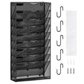 Vevor Wand Zeitungshalter Wandaktenhalter mit 10 Fächern, Aufbewahrungsordner für Zeitschriften Post Papier Dokumente, Wand Magazinhalter Organizer