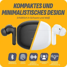 cazy vashoy Bluetooth In-Ear-Kopfhörer, kabellose Bluetooth 5.4, Noise-Cancelling, IPX5-wasserdicht Weiß