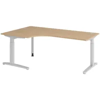 Bümö Schreibtisch Eiche, Silber, Nachbildung,Eiche, Rechteckig, 200x74x120 cm, FSC