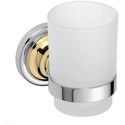 Brillantbad BETRO GOLD Glashalter mit Glas Messing Gold Chrom Glas 70x95x115 mm für Bad & Küche >> zum Bohren