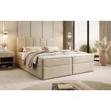 Luxusbetten24 Boxspringbett Aurelia Samt mit Stauraum Beige 180x200 mit Topper - Beige