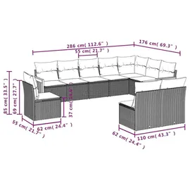 vidaXL Gartensofa-Set 10-tlg. schwarz
