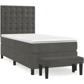 vidaXL Boxspringbett 100 x 200 cm Dunkelgrau