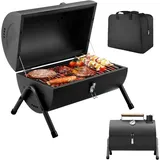 Camping Tragbarer BBQ Barbecue Grill Outdoor Kompakt Smoker Klein Öltrommel Grill, Ideal für Strand, Wohnwagen, Garten, Party Barrel Barbeque Schwarz
