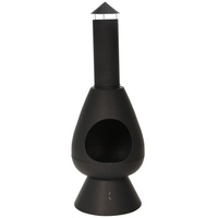PROGARDEN Feuerstelle Feuerstelle mit Kamin Ambient 110 cm Schwarz schwarz