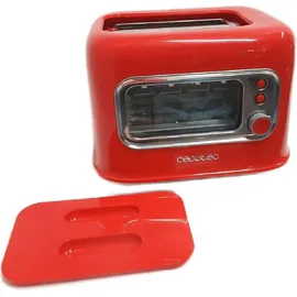 Cecotec Vertikaler Toaster RetroVision Red 700W Leistung, 2 Extra-breite Schlitze, Einzigartiges Anzeige-Design, Bräunungssteuerung, Retro-Design, Staubabdeckung