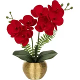 luxuskollektion Kunstblumen Orchideen Phalaenopsis Topf Deko A-rot