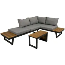 Garden Pleasure Felice Lounge-Essgruppe 3-tlg. grau inkl. Polsterung
