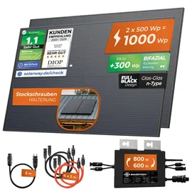 solarway Balkonkraftwerk Monokristallin 800 W inkl. 800 W Envertech Wechselrichter