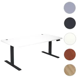 Schreibtisch HWC-D40, Computertisch, elektrisch h√∂henverstellbar 160x80cm 53kg MVG ~ wei√ü, schwarz