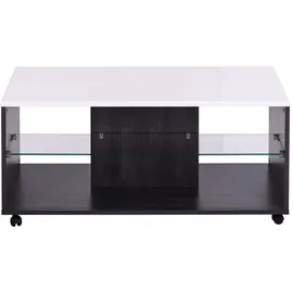 INOSIGN Couchtisch "Enzo", weiß (weiß hochglanz folie, schwarz holz, schwarz holz, weiß hochglanz folie), B:101cm H:45cm T:60cm, Tische, Couchtisch, Hochglanzplatte, mit Rollen