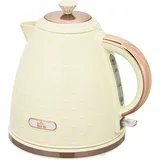 Wasserkocher Retro 2200w Für Schnelles Kochen Mit Transparentem Sichtfenster Und Herausnehmbarem Kalkfilter Beige