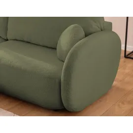 s-style möbel Ecksofa Candy mit Schlaffunktion Grün Bouclé-Stoff - Ottomane links