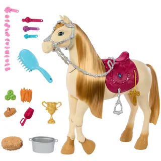 Barbie Spielzeugpferd mit Geräuschen, Musik und Zubehör (HXJ42)