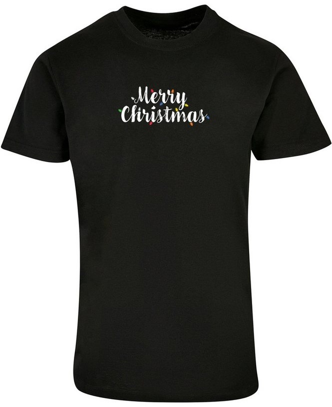 Merchcode T-Shirt Merchcode Herren Merry Christmas Lights Basic Round Neck T-Shirt (1-tlg) schwarz M