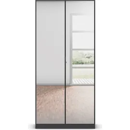 Rauch Drehtürenschrank RAUCH "Reflect", grau (graumetallic), B:91cm H:197cm T:54cm, Holzwerkstoff, Schränke, Drehtürenschrank, mit Spiegelfront, inkl. praktischer Inneneinteilung und Stoffboxen-Set