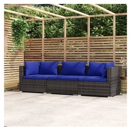 vidaXL Polyrattan Lounge-Sofa blau/grau inkl. Kissen 317566